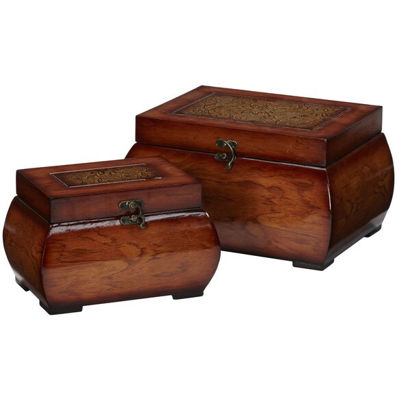 Decorative Lacquered Wood Chests Set of 2 - SKU #0527