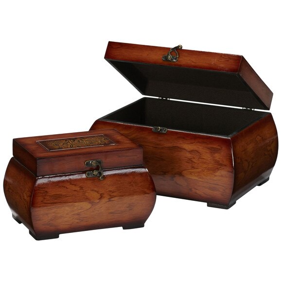 Decorative Lacquered Wood Chests Set of 2 - SKU #0527 - 1
