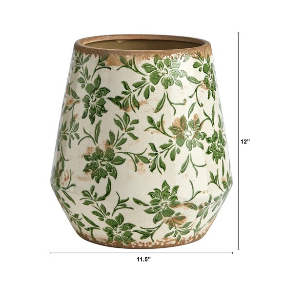 10 Tuscan Ceramic Green Scroll Planter - SKU #0714-LG-S1 - 1