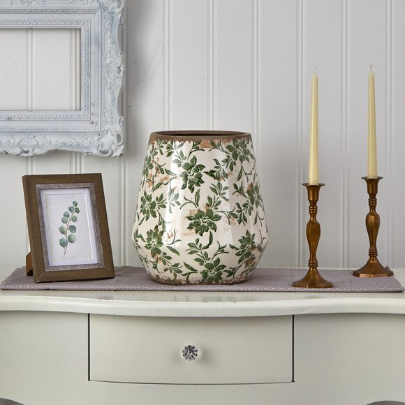 10 Tuscan Ceramic Green Scroll Planter - SKU #0714-LG-S1 - 2