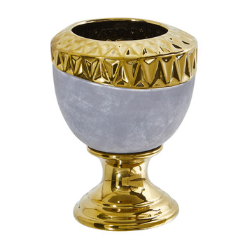 9.25 Regal Stone Urn with Gold Accents - SKU #0768-S1