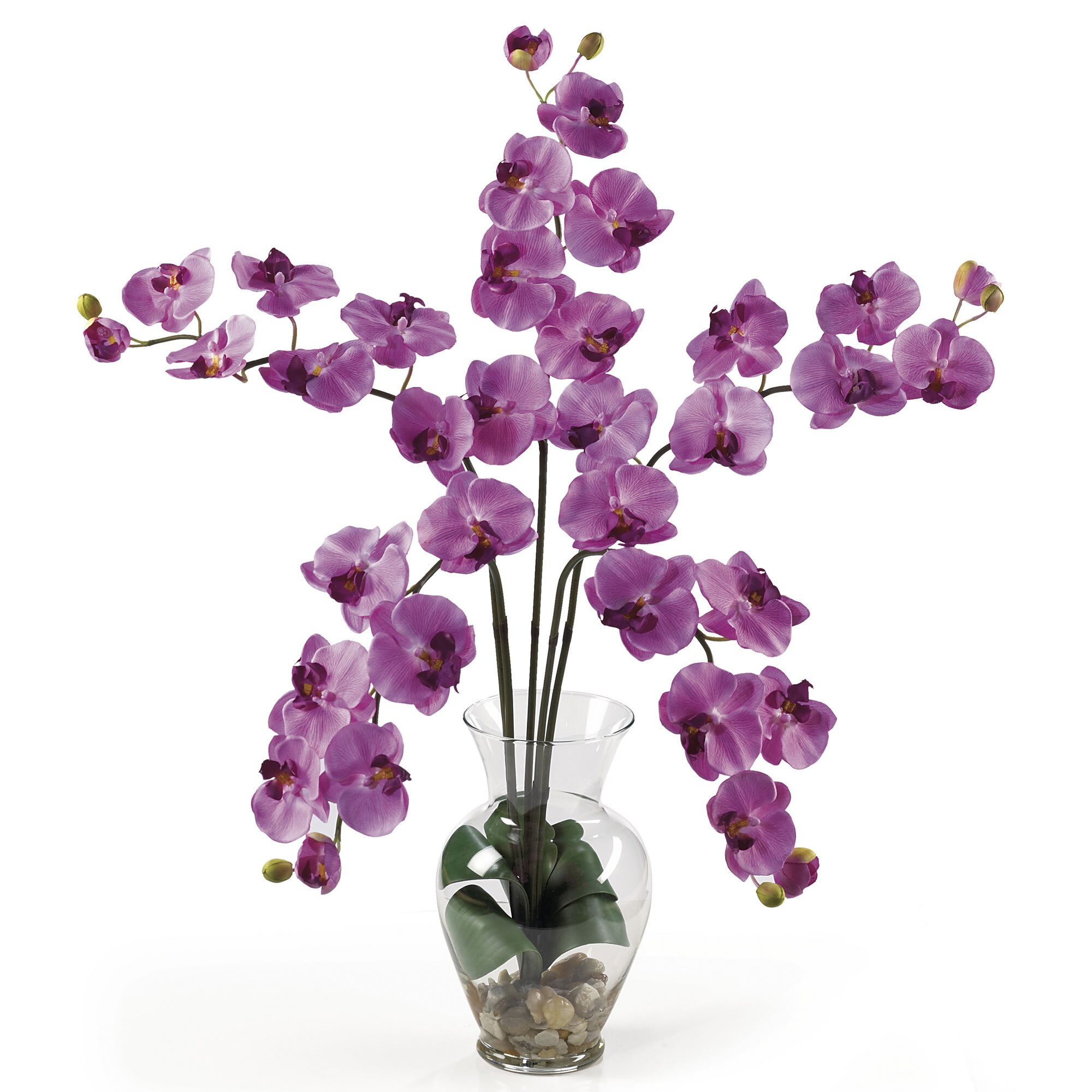 Artificial 31" Phalaenopsis Orchid 5Stem Flower Arrangement in Glass