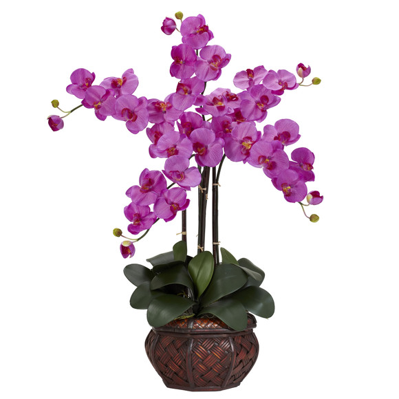 Phalaenopsis w/Decorative Vase Silk Flower Arrangement - SKU #1211
