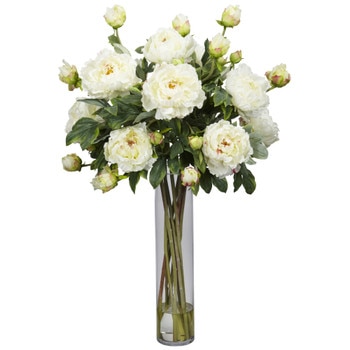 Peony w/Cylinder Silk Flower Arrangement - SKU #1230