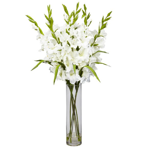 Large Gladiola w/Cylinder Vase Silk Arrangement - SKU #1240-PP - 1