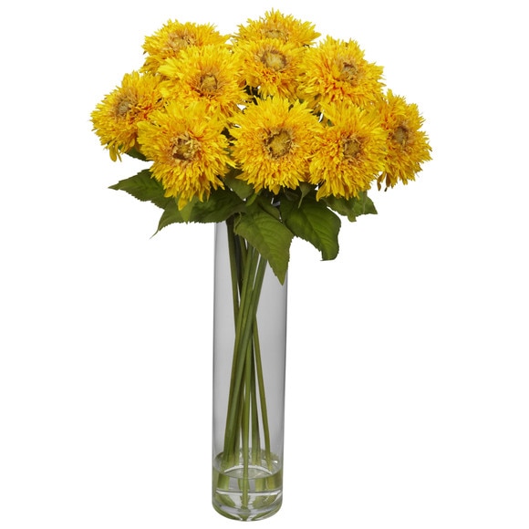 Sunflower w/Cylinder Silk Flower Arrangement - SKU #1246-RD - 2