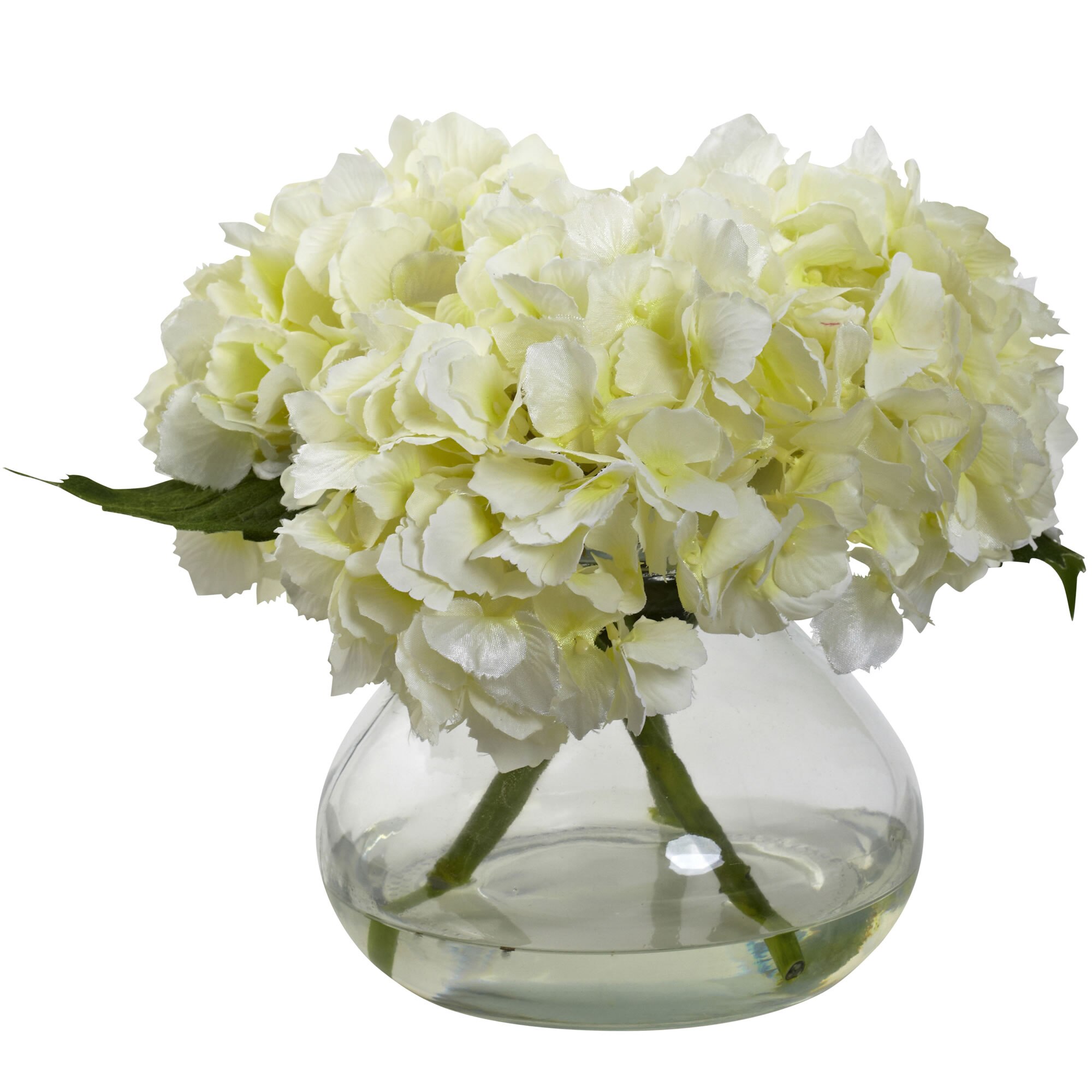 Artificial 8.5" Blooming Hydrangea Flowers Arrangement in Faux Water