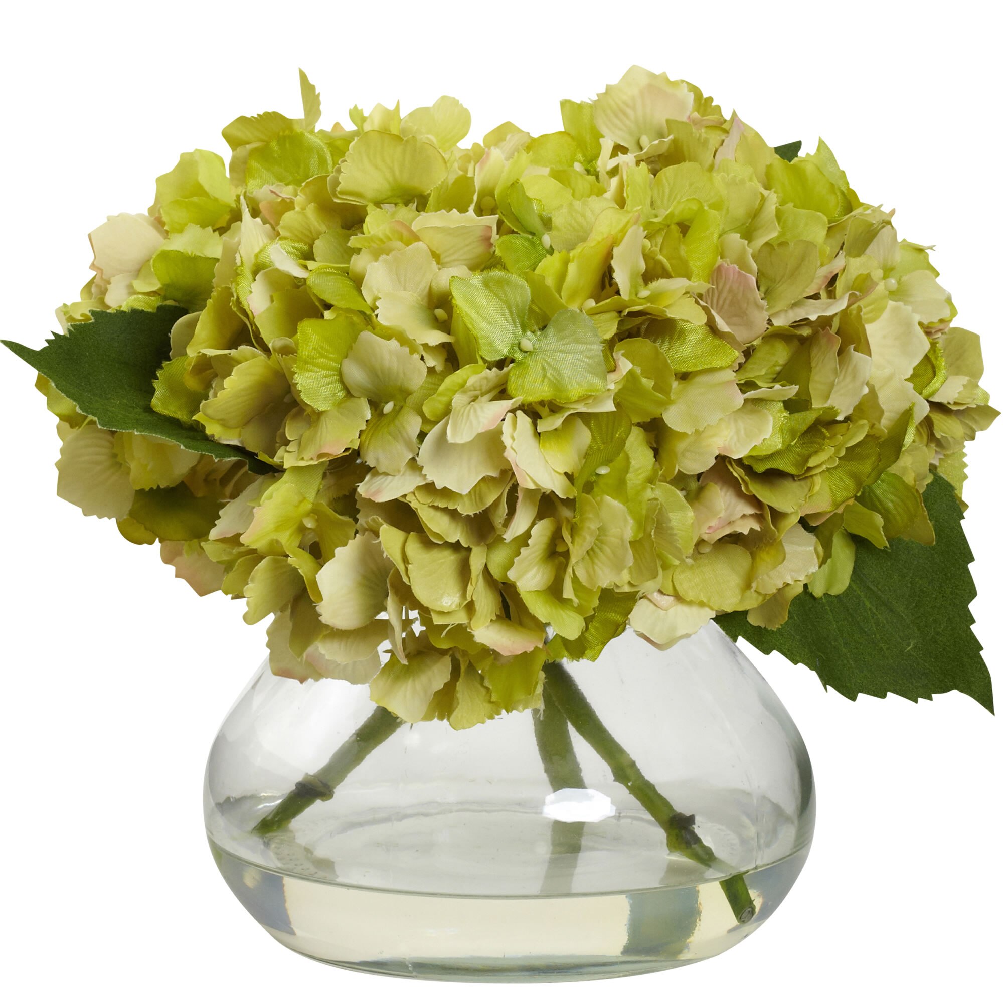 Artificial 8.5" Blooming Hydrangea Flowers Arrangement in Faux Water