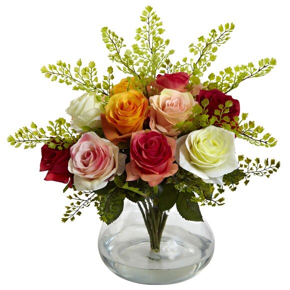 Rose Maiden Hair Arrangement w/Vase - SKU #1366 - 4