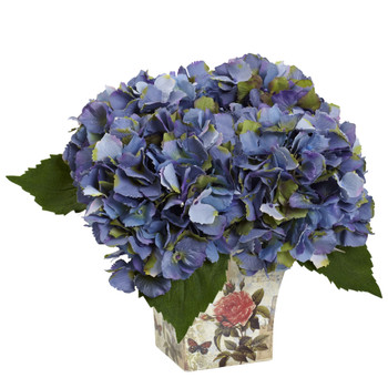 Hydrangea with Floral Planter - SKU #1373