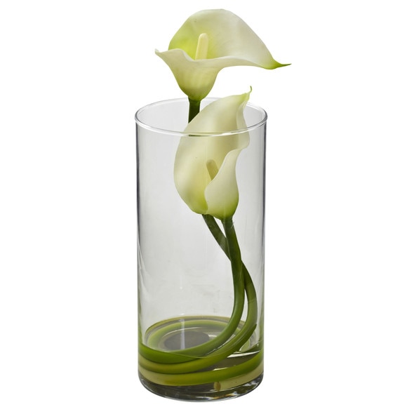 Double Calla Lily w/Cylinder Set of 2 - SKU #1390-CR-S2 - 7