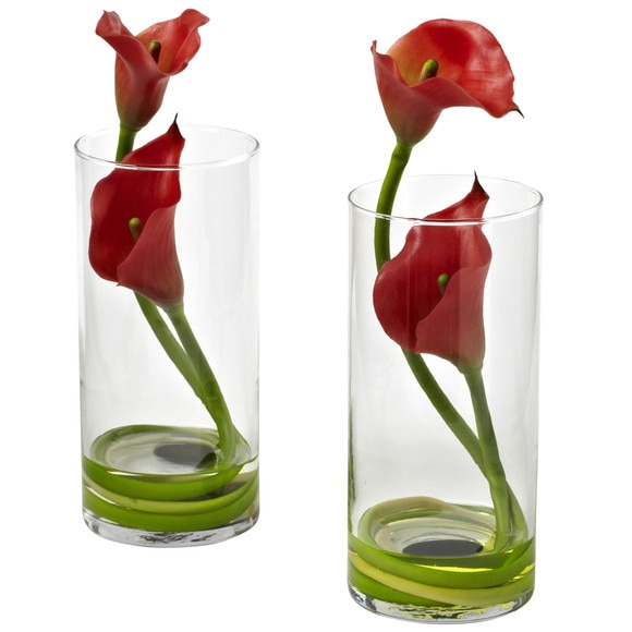 Double Calla Lily w/Cylinder Set of 2 - SKU #1390-CR-S2