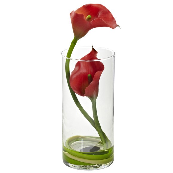 Double Calla Lily w/Cylinder Set of 2 - SKU #1390-CR-S2 - 1