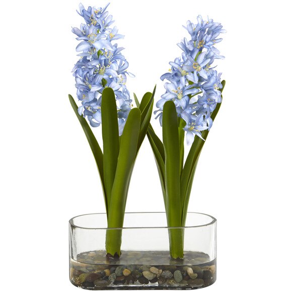 14 Double Hyacinth in Vase Artificial Arrangement - SKU #1416-BL