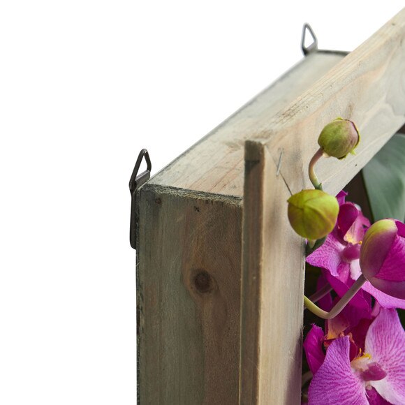 Phalaenopsis Orchid Artificial Arrangement in Wooden Picture Frame - SKU #1494-WH - 1