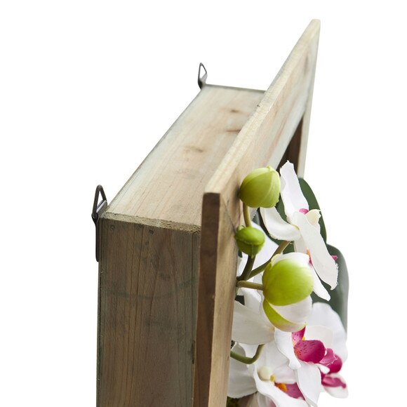 Phalaenopsis Orchid Artificial Arrangement in Wooden Picture Frame - SKU #1494-WH - 4