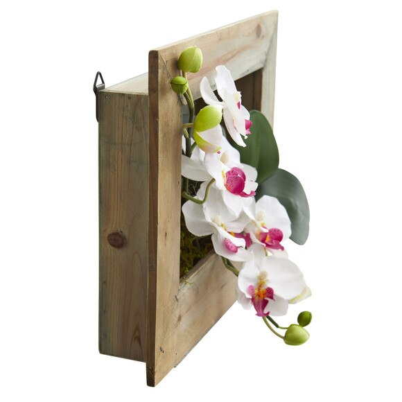 Phalaenopsis Orchid Artificial Arrangement in Wooden Picture Frame - SKU #1494-WH - 5
