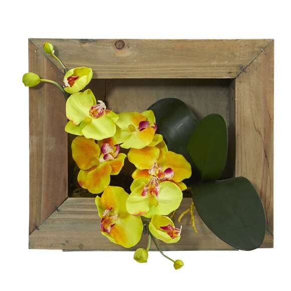 Phalaenopsis Orchid Artificial Arrangement in Wooden Picture Frame - SKU #1494-WH - 6