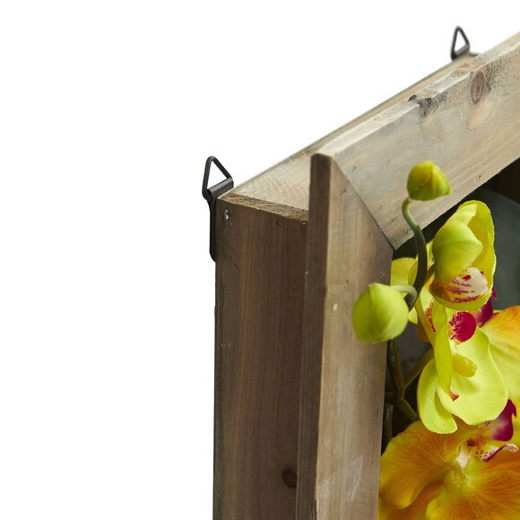 Phalaenopsis Orchid Artificial Arrangement in Wooden Picture Frame - SKU #1494-WH - 7