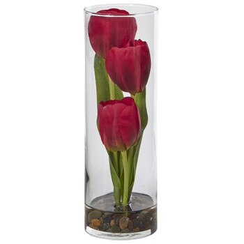 Tulips in Cylinder Glass - SKU #1497