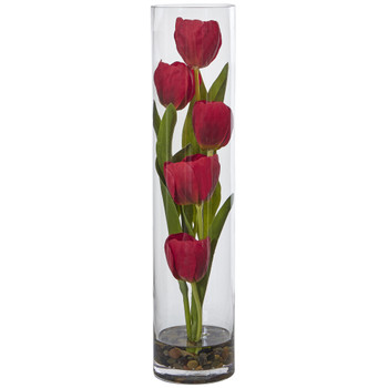 Tulips in Cylinder Glass - SKU #1498