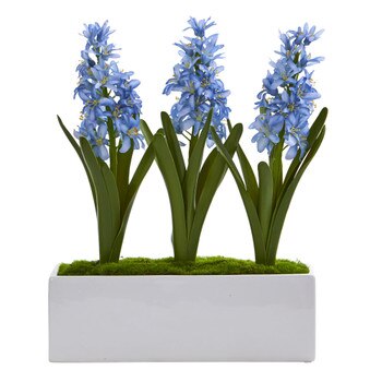 Hyacinth Artificial Arrangement in White Vase - SKU #1517