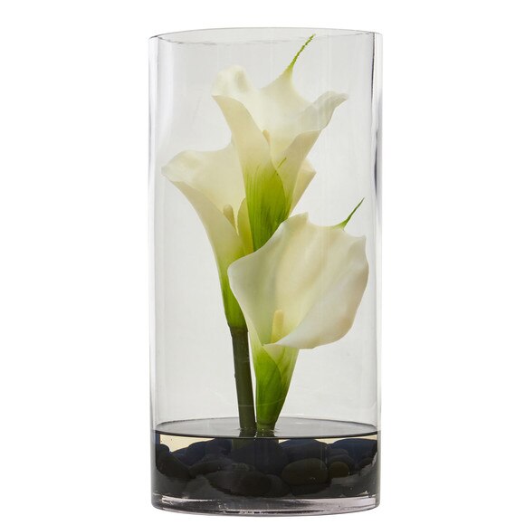 12 Calla Lily Artificial Arrangement in Cylinder Glass - SKU #1521 - 3