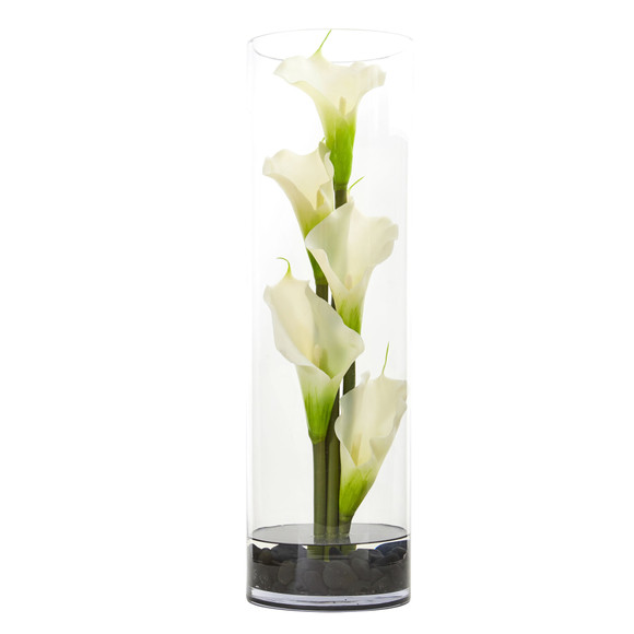 20 Calla Lily in Cylinder Glass - SKU #1526 - 2