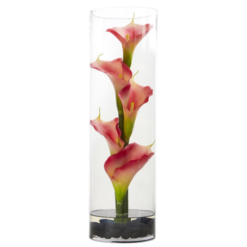 20 Calla Lily in Cylinder Glass - SKU #1526
