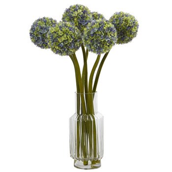 Ball Flower Artificial Arrangement in Vase - SKU #1529