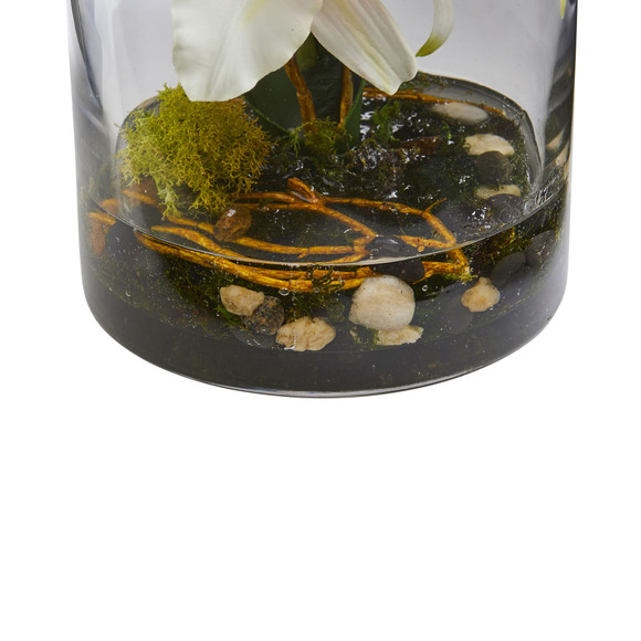 20 Cattleya Orchid Artificial Floral Arrangement in Cylinder Vase - SKU #1540-WH - 1