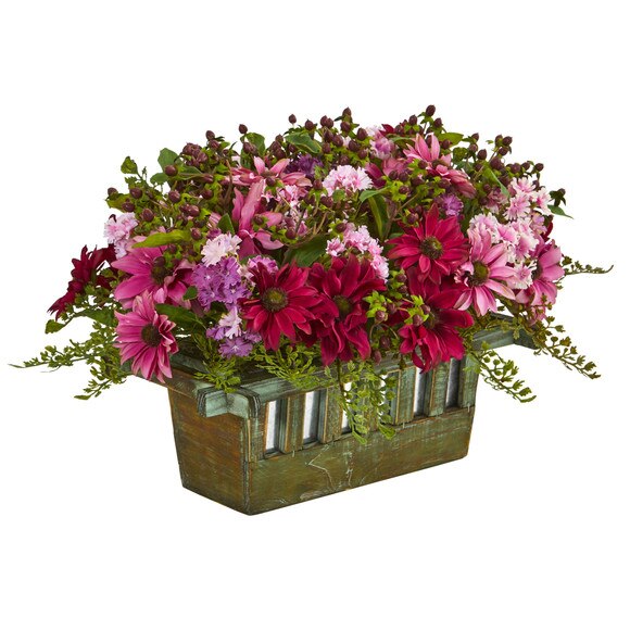 Daisy Artificial Arrangement in Decorative Planter - SKU #1581 - 1