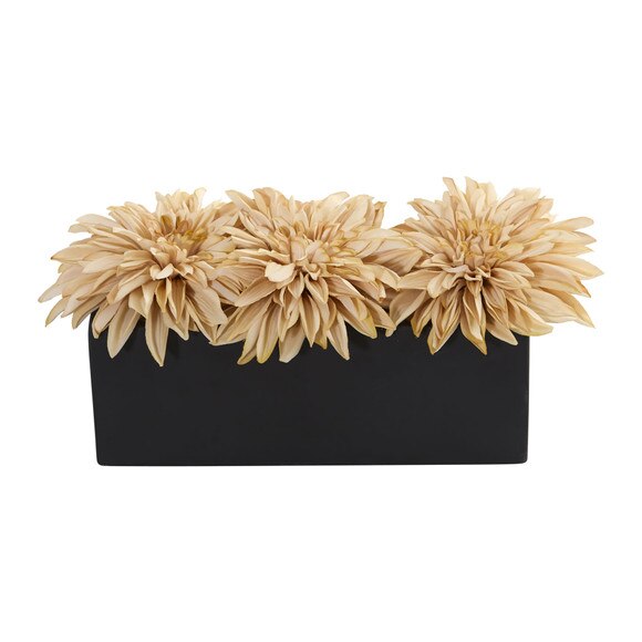 Dahlia Artificial Arrangement in Black Planter - SKU #1599-PP - 4