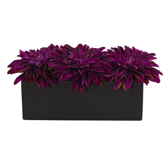 Dahlia Artificial Arrangement in Black Planter - SKU #1599-PP