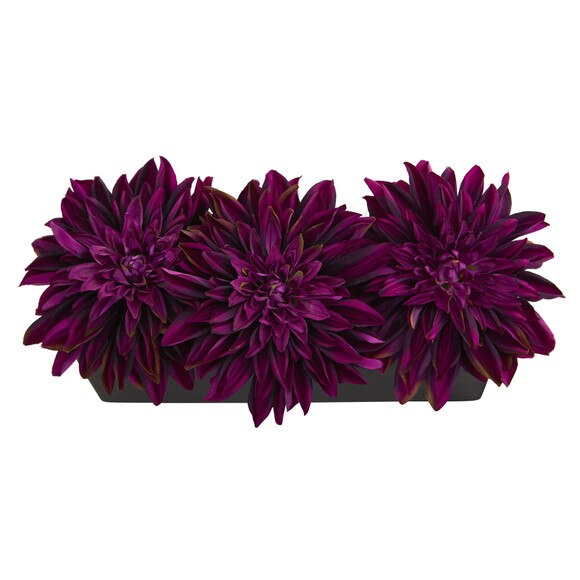 Dahlia Artificial Arrangement in Black Planter - SKU #1599-PP - 1