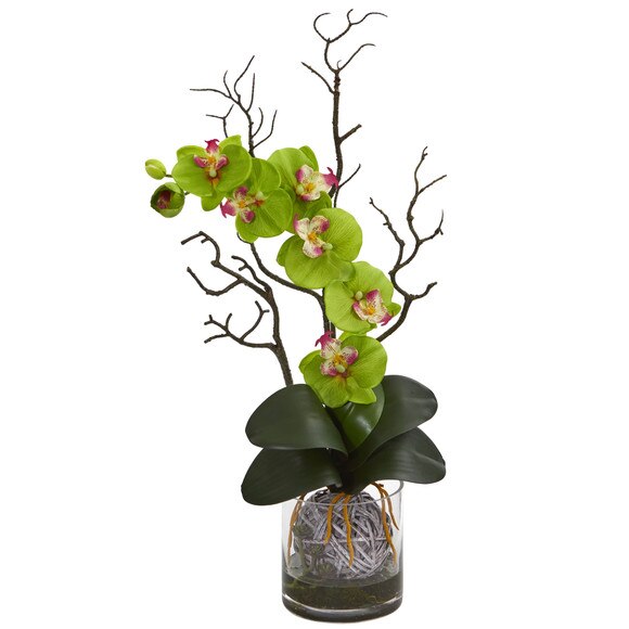 Phalaenopsis Orchid Artificial Arrangement in Vase - SKU #1600-CR - 5