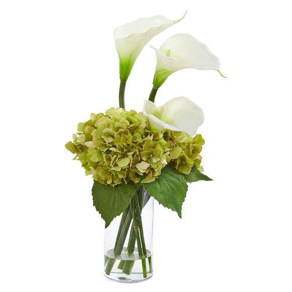 Calla Lily and Hydrangea Artificial Arrangement - SKU #1607 - 6