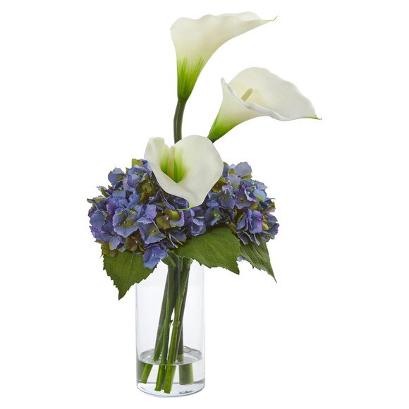 Calla Lily and Hydrangea Artificial Arrangement - SKU #1607 - 2
