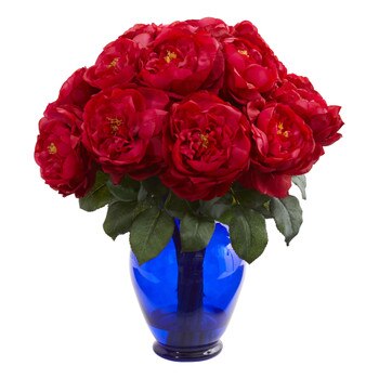 18 Rose Artificial Arrangement in Garden Vase - SKU #1620