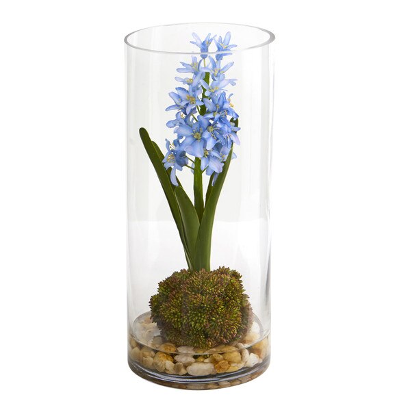 14 Hyacinth and Sedum Artificial Arrangement - SKU #1631