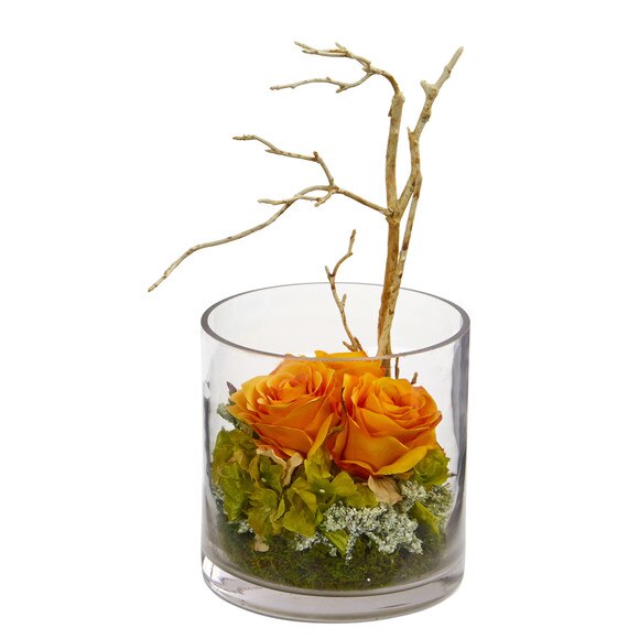 Roses Hydrangeas Artificial Arrangement - SKU #1635-BG - 4