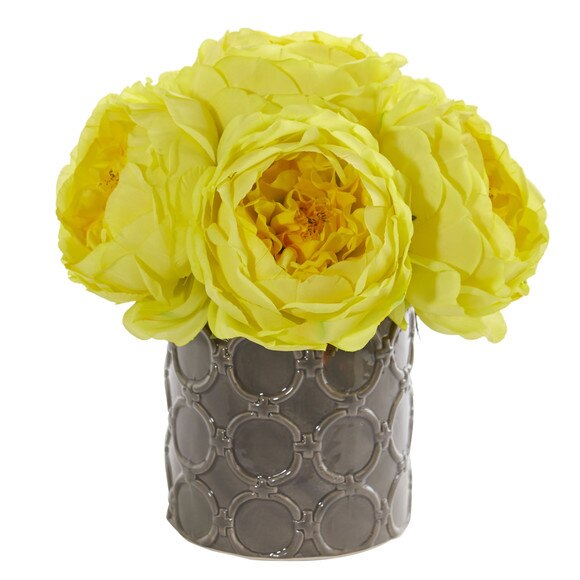 Large Rose Artificial Arrangement in Gray Vase - SKU #1637-RD - 3