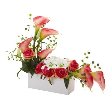Mixed Lily and Rose Artificial Arrangement - SKU #1639-PK