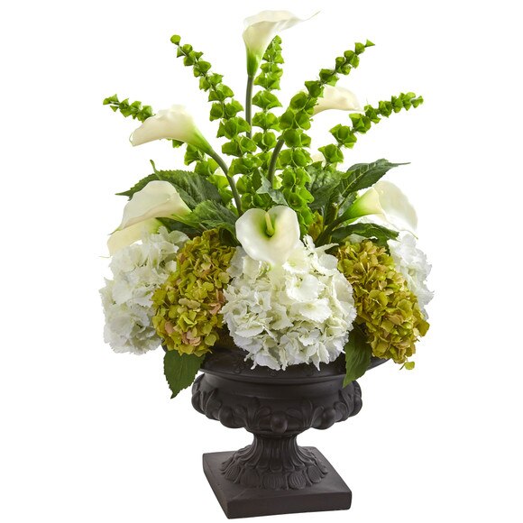3 Hydrangea Mixed Floral Artificial Arrangement in Urn - SKU #1685