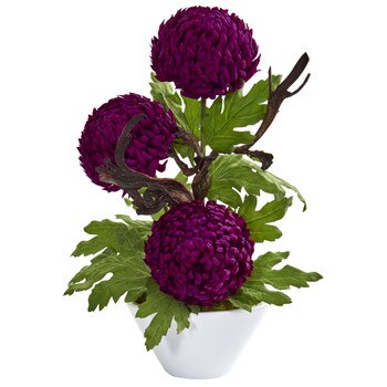 Mum Artificial Arrangement in Decorative Bowl - SKU #1733