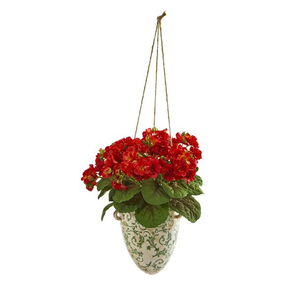 13 Violet Artificial Plant in Floral Hanging Vase - SKU #1805-RD