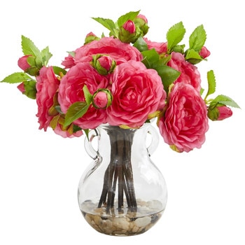 Camellia Artificial Arrangement in Vase - SKU #1806-PK