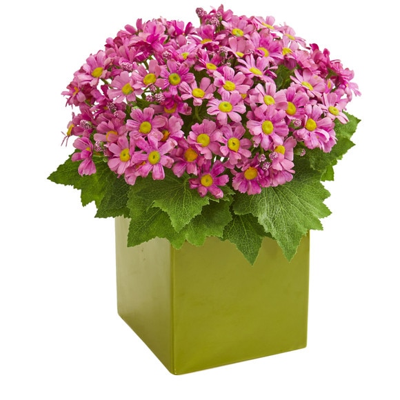 Daisy Artificial Arrangement in Green Vase - SKU #1830-MA - 2