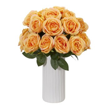 Rose Artificial Arrangement in White Vase - SKU #1861-YL