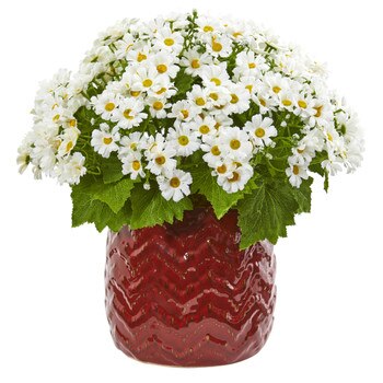 Daisy Artificial Arrangement in Red Planter - SKU #1875